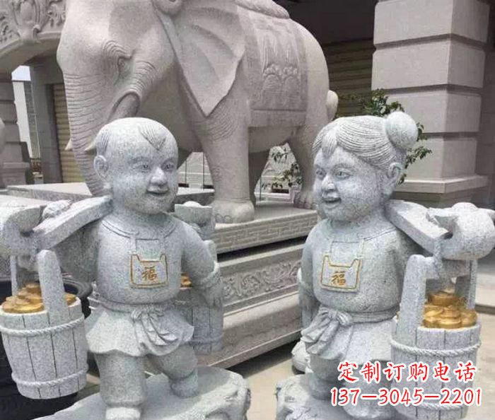 招财进宝福娃石雕 (2)