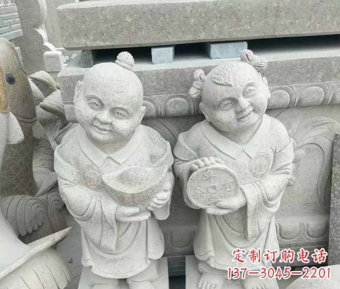 招财进宝福娃石雕 (3)