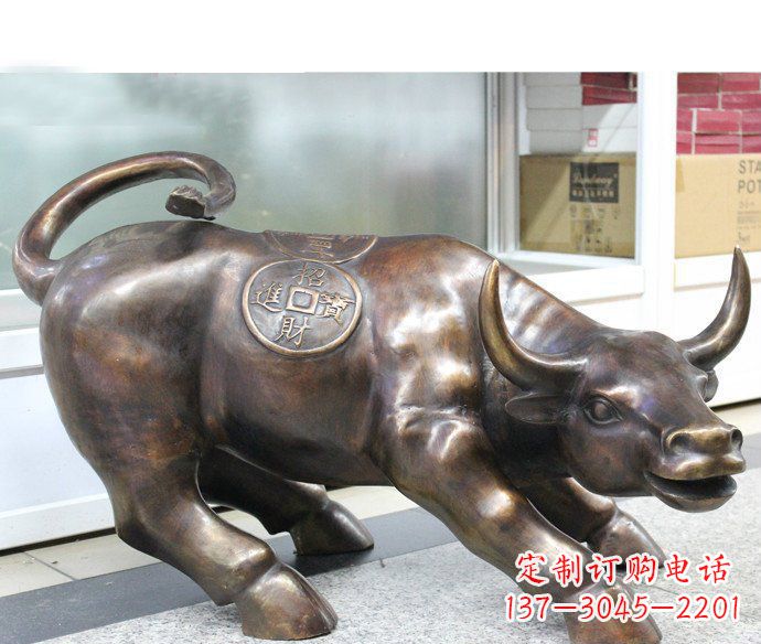 招财进宝牛企业门口景观铜雕