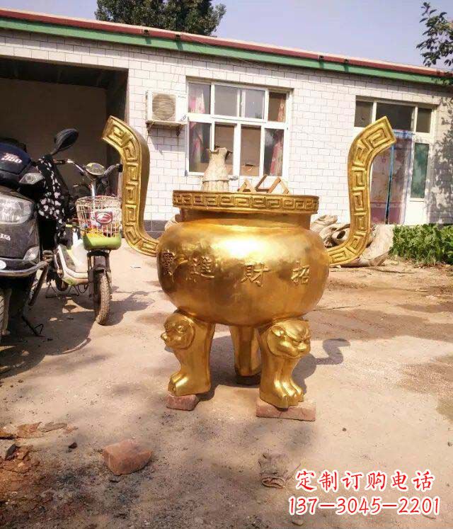 招财进宝香炉寺庙铜雕