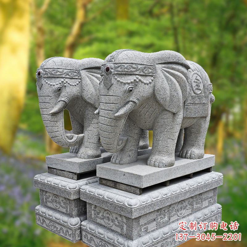 招财纳福石雕大象 招财纳福石雕大象