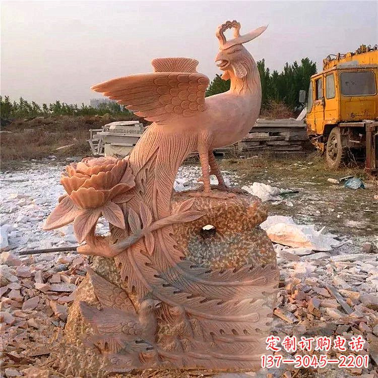 中国古代传说中的瑞鸟凤凰牡丹石雕 中国古代传说中的瑞鸟凤凰牡丹石雕