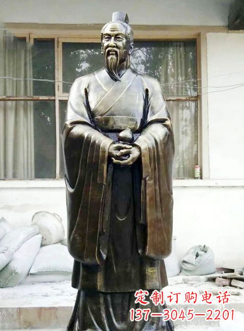 中国古代名医扁鹊铸铜雕像半身像