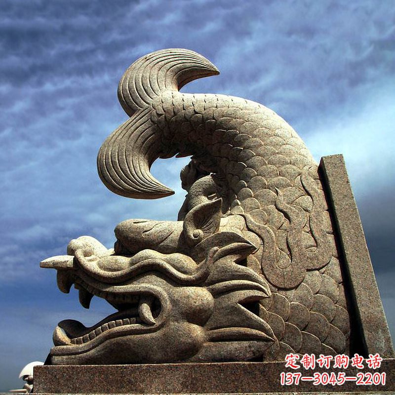 中国古代神兽大理石螭吻雕塑摆件