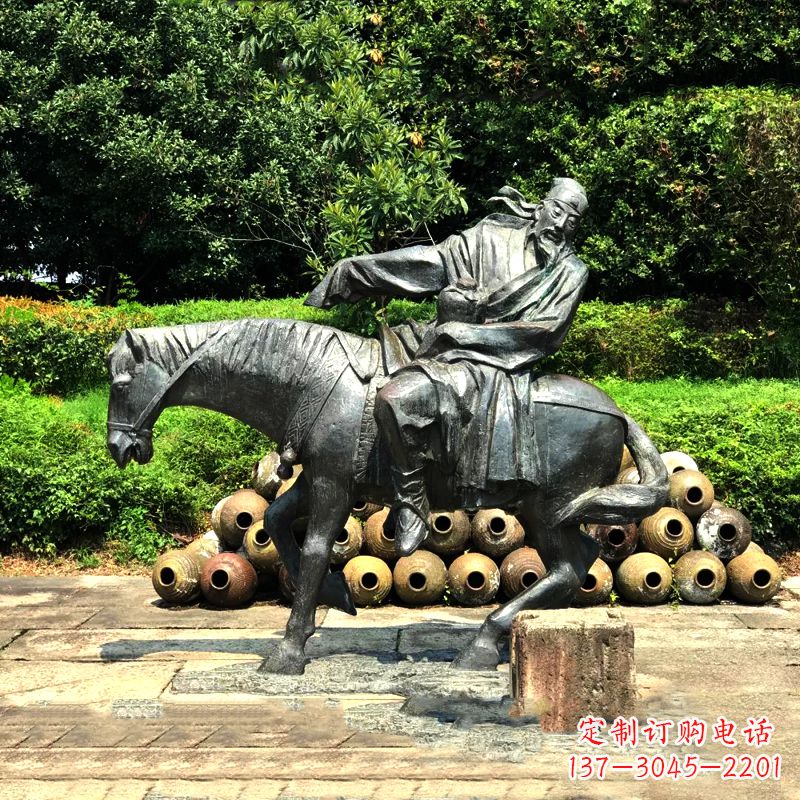 中国古代著名诗人四明狂客贺知章铜雕景观小品雕塑