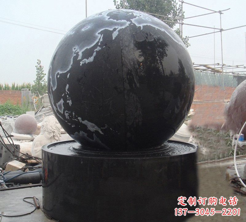 中国黑风水球石雕