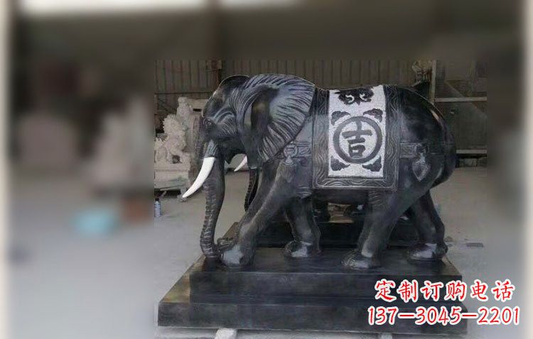 中国黑石材大象雕塑 中国黑石材大象雕塑