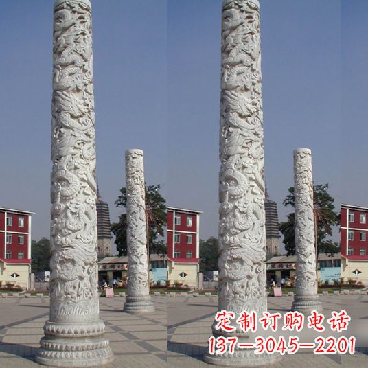 中国龙柱雕塑