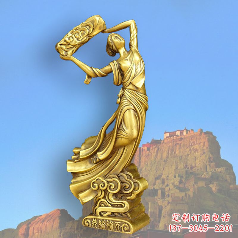 中国上古传说“女娲补天”铸铜雕塑