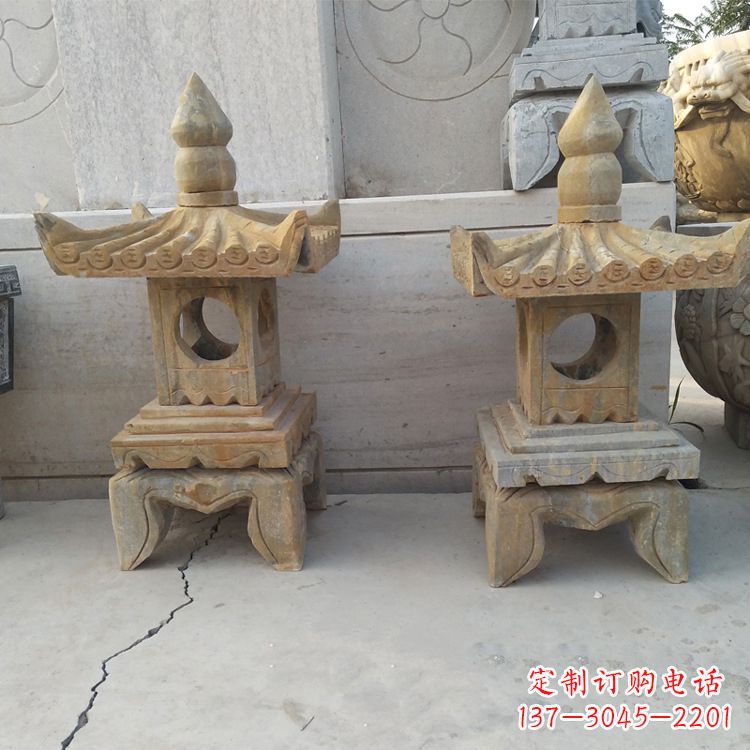 中式仿古低墩石灯笼