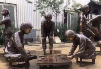 下象棋儿童铜雕 (2)