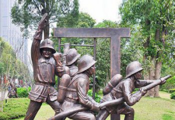消防员人物铜雕 (2)