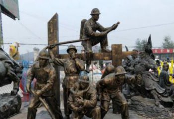 消防战士人物铜雕