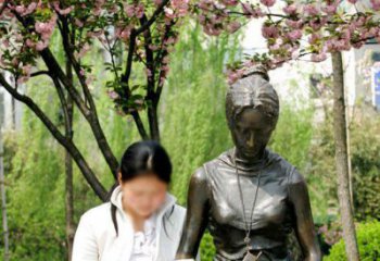 园林看书的女人人物景观铜雕