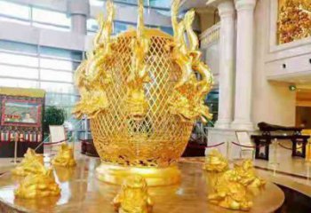张衡地动仪企业景观雕塑摆件纯铜鎏金古仪器