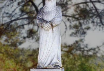 中国泼墨画家、书法家张大千汉白玉石雕像