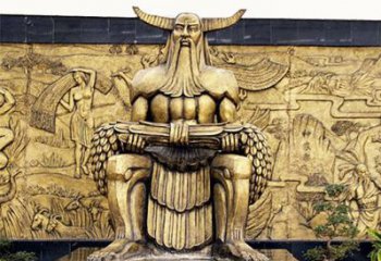 中国神话传说人物五榖神农大帝铜雕塑像