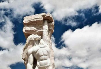 中国神话中的创世神盘古石雕景观雕塑