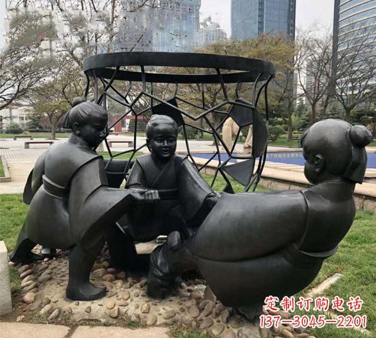 铸铜公园司马光砸缸儿童雕塑
