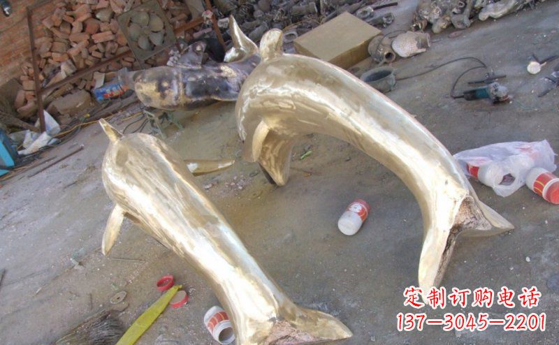 铸铜海豚公园动物铜雕