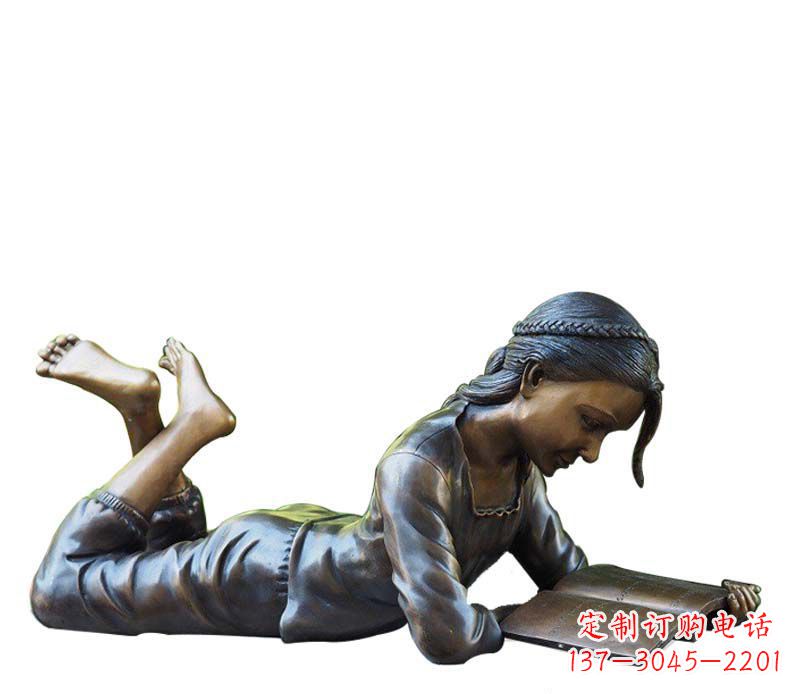 铸铜看书人物雕塑