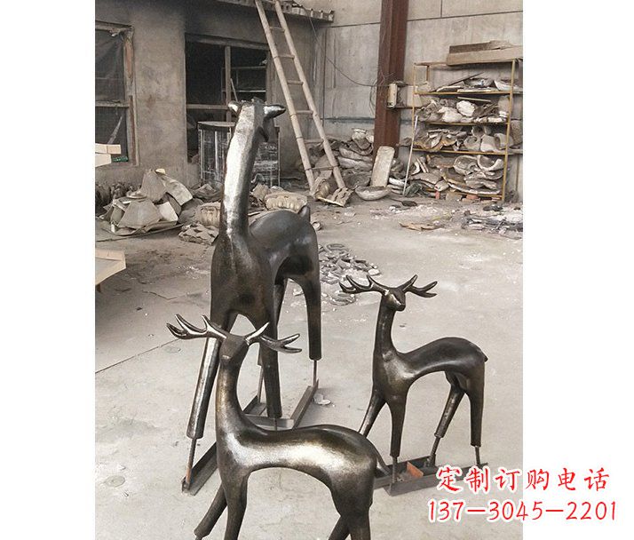 铸铜梅花鹿动物铜雕摆件