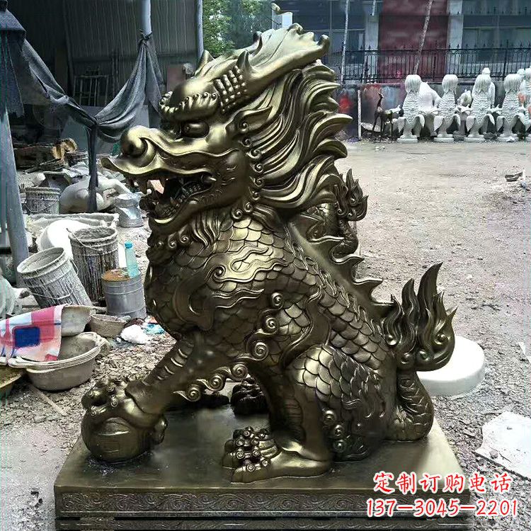 铸铜麒麟雕塑