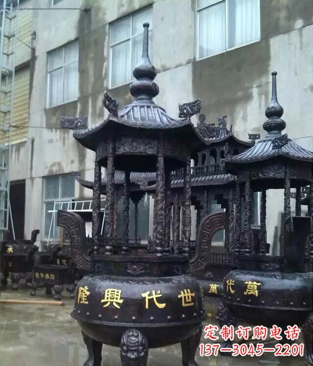 铸铜寺庙香炉铜雕 (3)