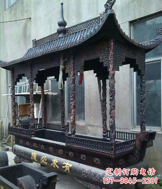 铸铜寺庙香炉铜雕 (2)