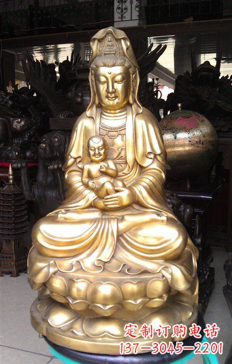 铸铜送子观音雕塑