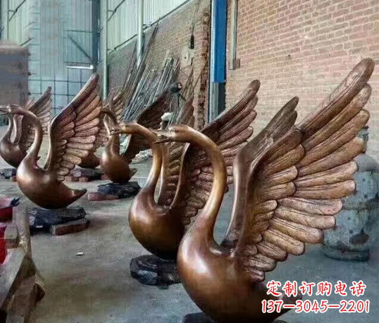 铸铜天鹅喷水动物喷泉雕塑