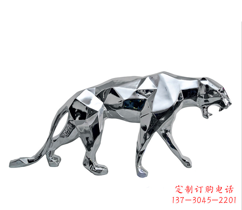 豹子雕塑不锈钢