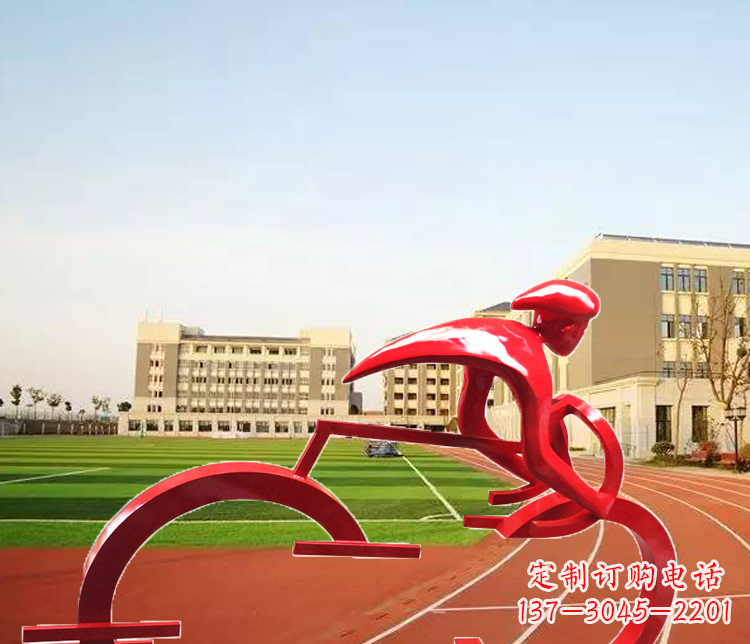 不锈钢校园骑车雕塑
