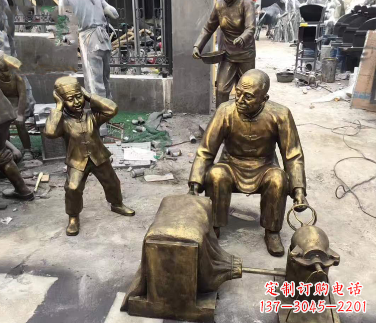 步行街爆米花人物小品铜雕