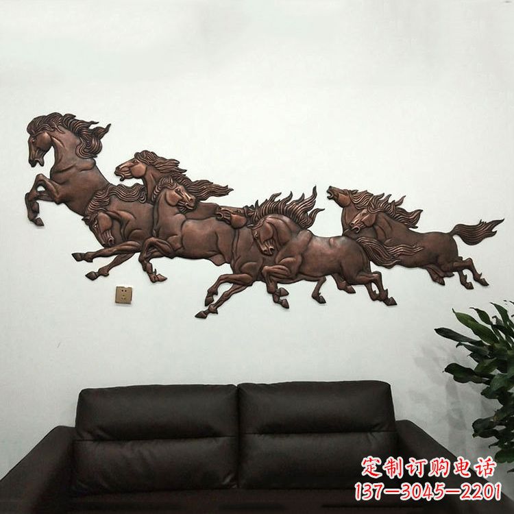 紫铜马儿浮雕装饰画