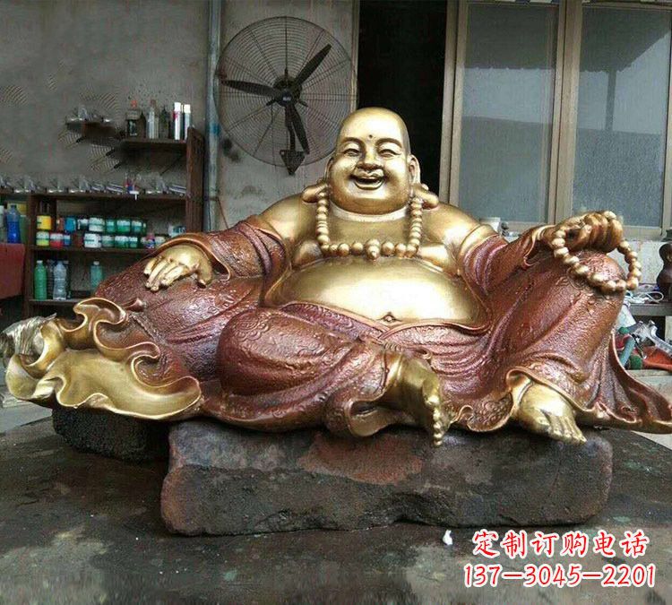 宗教供奉坐式弥勒佛铜雕