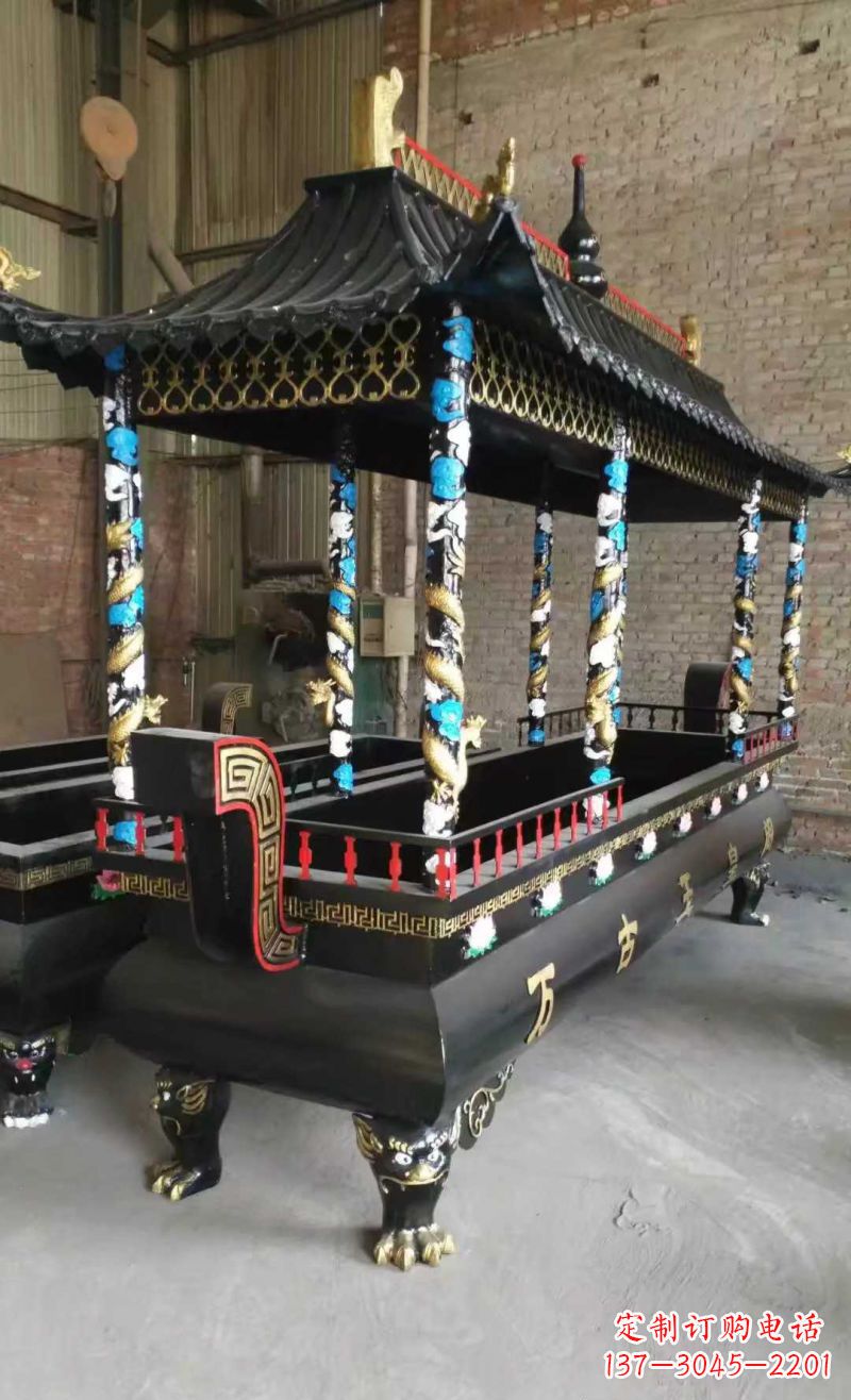 宗教庙宇方形香炉铜雕