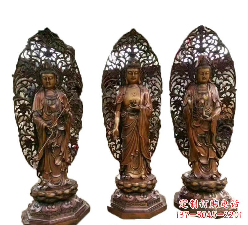 宗教庙宇西方三圣铜雕 宗教庙宇西方三圣铜雕