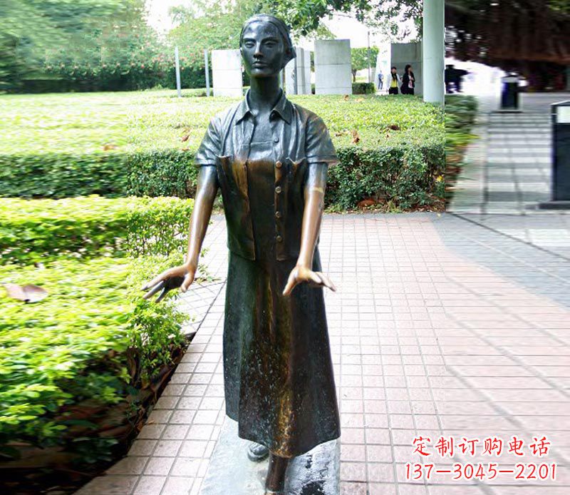 走路/盲人/女孩/铜雕-走路的盲人女孩铜雕 
