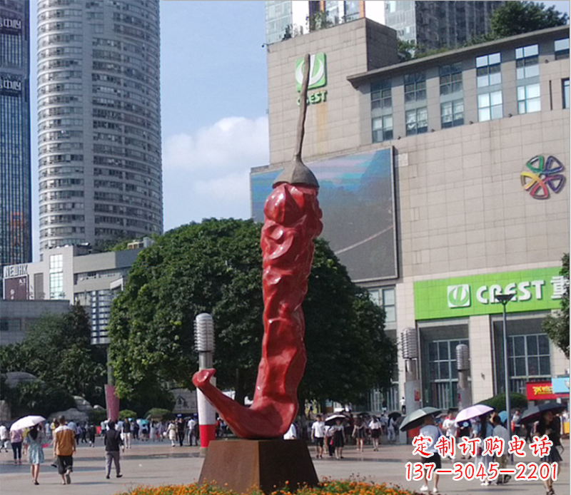 广场不锈钢辣椒雕塑