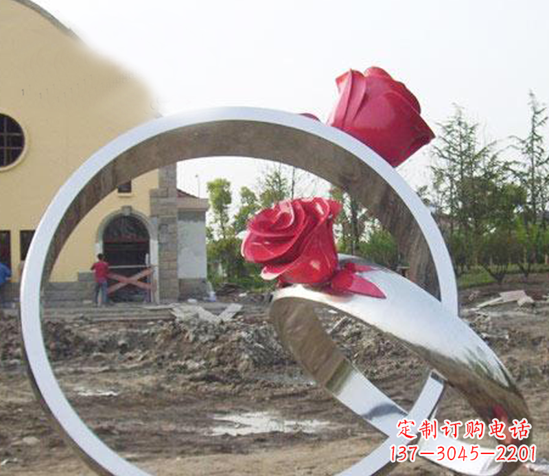 广场景观不锈钢戒指雕塑