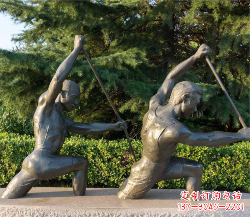 划船人物公园铜雕 划船人物公园铜雕