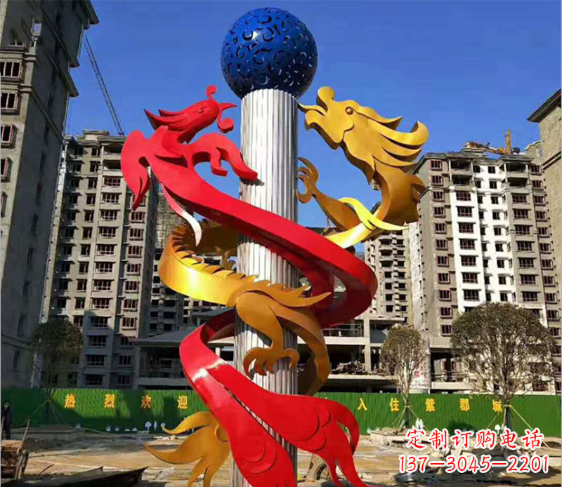 小区龙柱景观不锈钢 小区龙柱景观不锈钢
