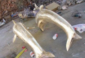 铸铜海豚公园动物铜雕