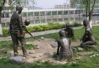 铸铜老师和学生雕塑