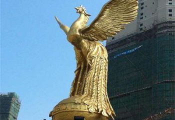铸铜鎏金凤凰景观雕塑-城市园林