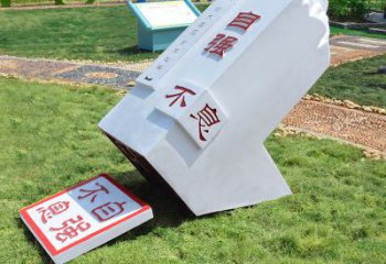 自强不息印章石雕-学校校园励志景观雕塑摆件